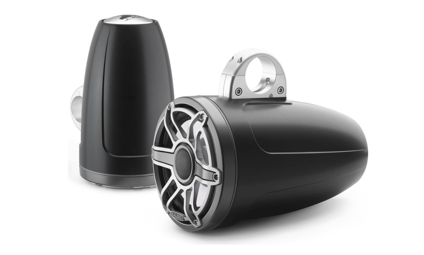 Suncoast Marine and Auto offers JL Audio® M6 Enclosed Tower Speakers 8.8" with LED and Titanium Sport Grille (M6-880ETXv3-Sb-S-GmTi-i)