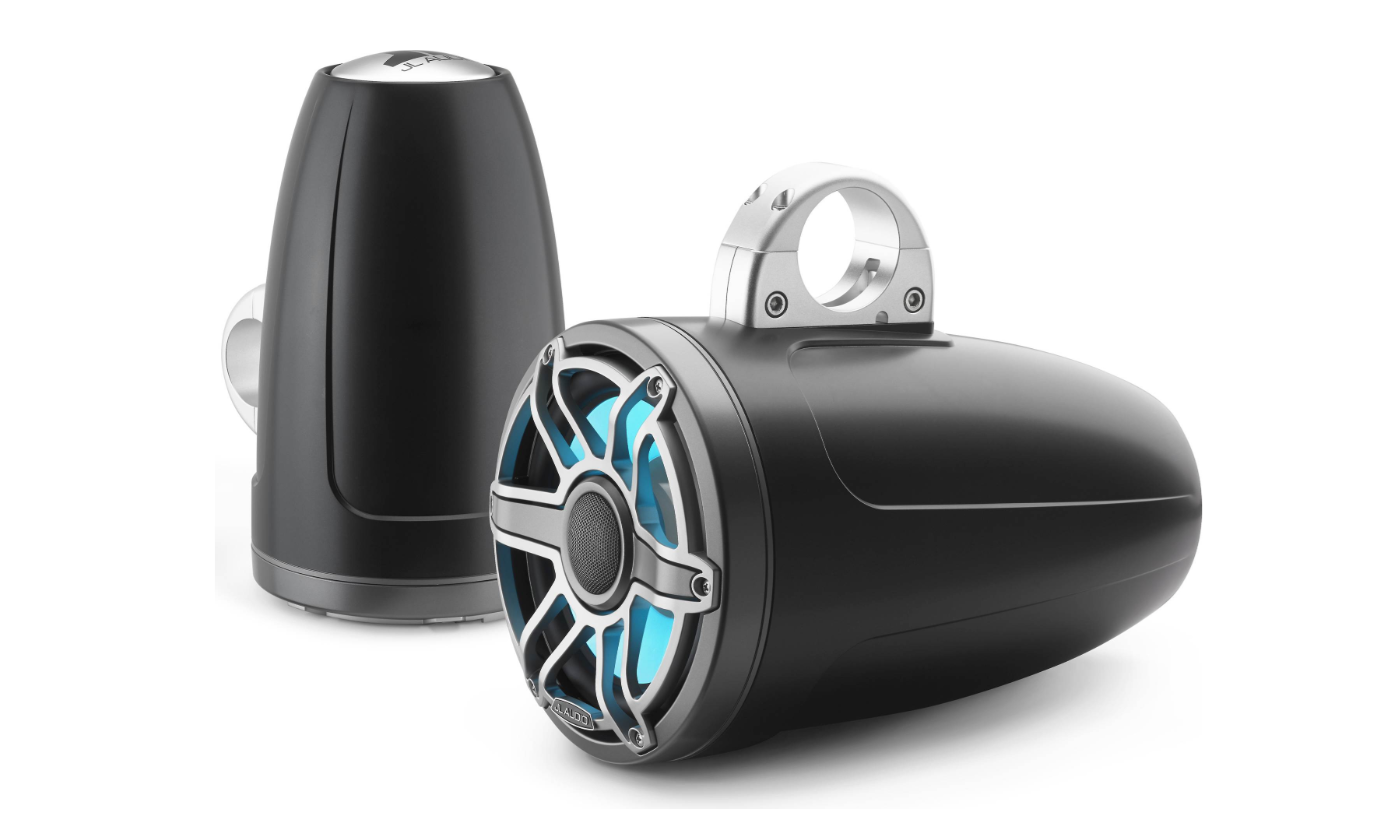 Suncoast Marine and Auto offers JL Audio® M6 Enclosed Tower Speakers 8.8" with LED and Titanium Sport Grille (M6-880ETXv3-Sb-S-GmTi-i)