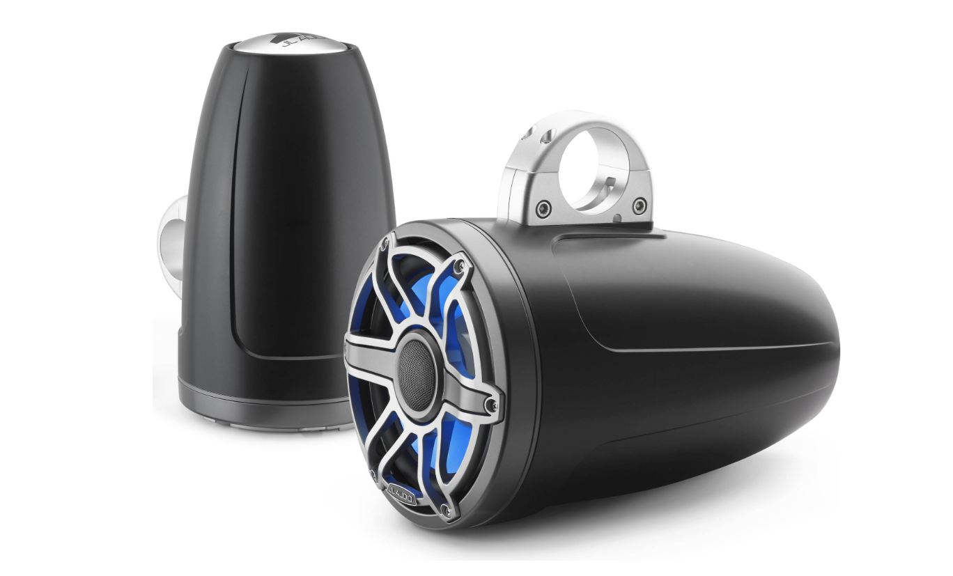Suncoast Marine and Auto offers JL Audio® M6 Enclosed Tower Speakers 8.8" with LED and Titanium Sport Grille (M6-880ETXv3-Sb-S-GmTi-i)
