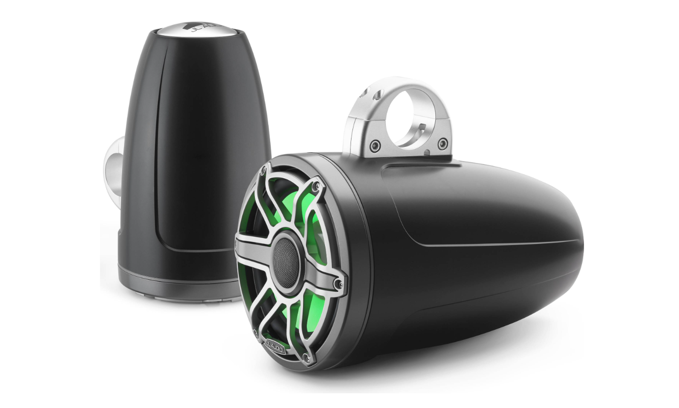Suncoast Marine and Auto offers JL Audio® M6 Enclosed Tower Speakers 8.8" with LED and Titanium Sport Grille (M6-880ETXv3-Sb-S-GmTi-i)