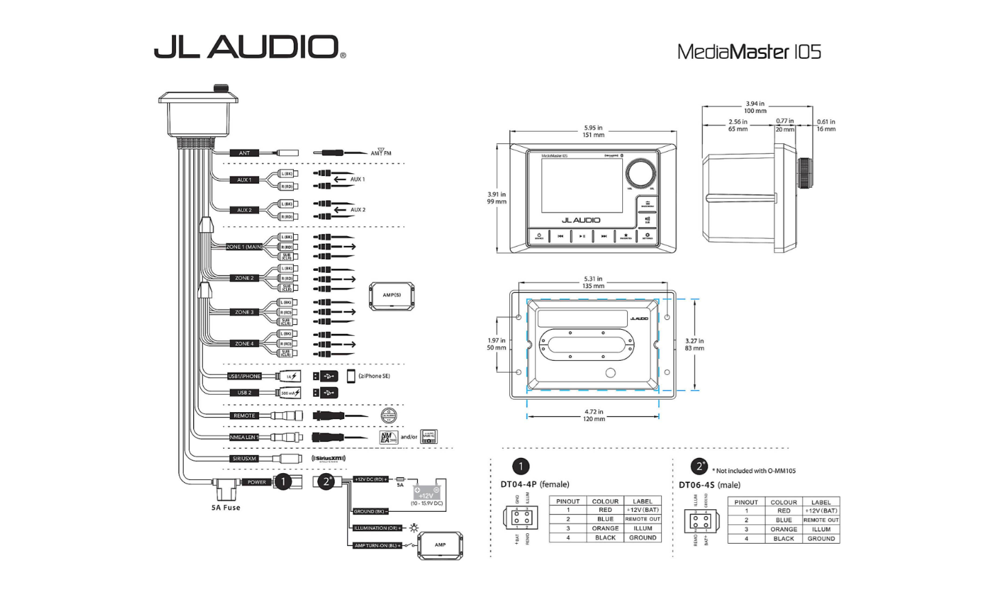 Suncoast Marine and Auto offers JL Audio MediaMaster 105 Weatherproof Source Unit (Full Color LCD Display) (MM105)