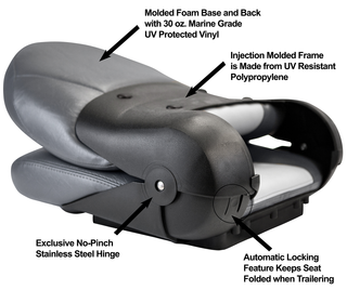 Suncoast Marine and Auto offers TEMPRESS Navistyle High Back Folding Boat Seat (54907) Charcoal/Gray (9409814) folded view