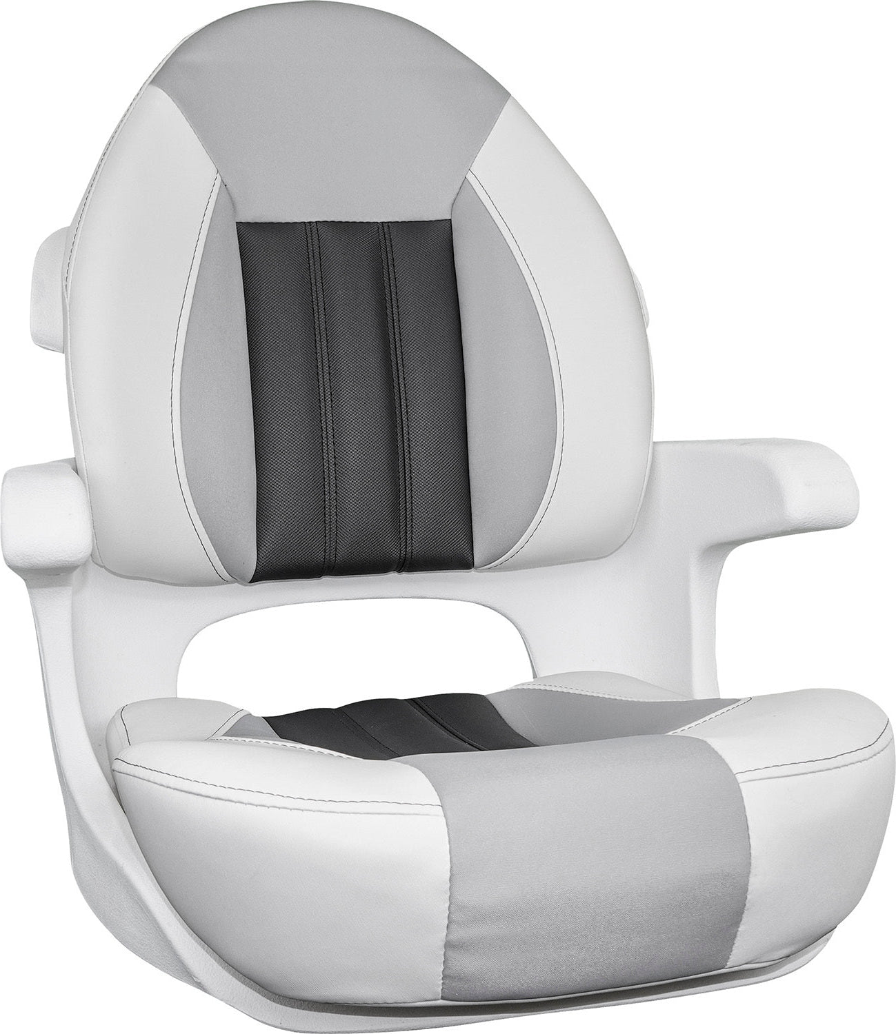 TEMPRESS ProBax® Captain Boat Seat with Arms, White and Gray (68355)
