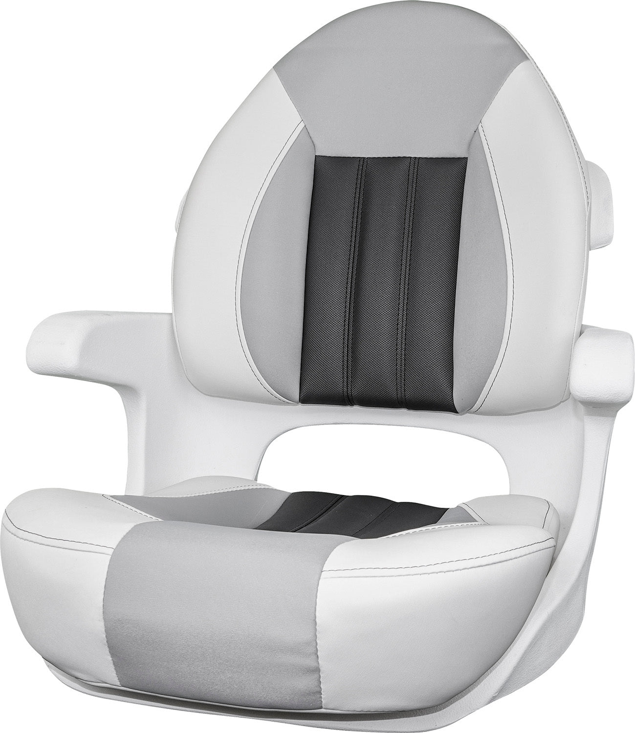 TEMPRESS ProBax® Captain Boat Seat with Arms, White and Gray (68355)