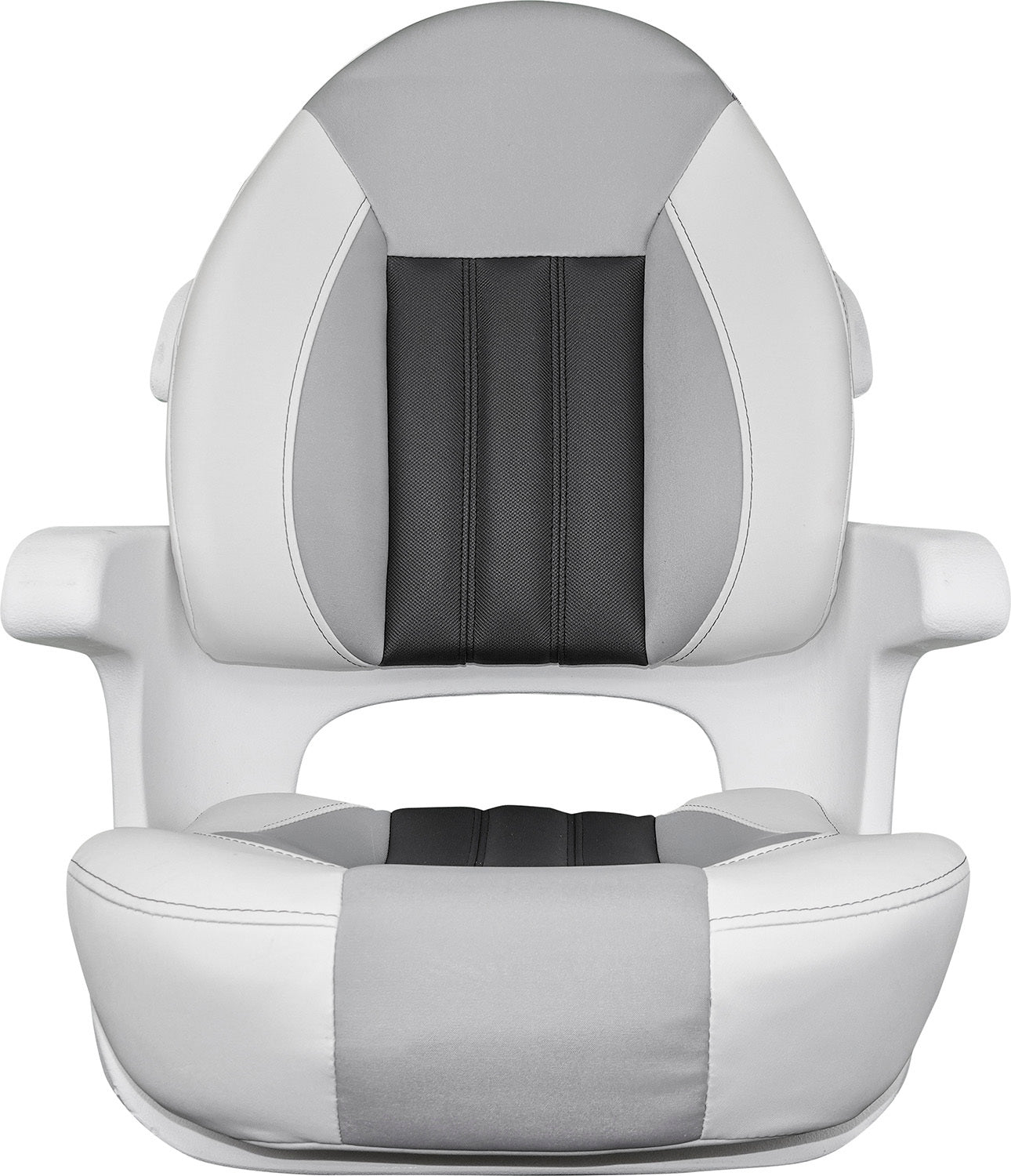 TEMPRESS ProBax® Captain Boat Seat with Arms, White and Gray (68355)