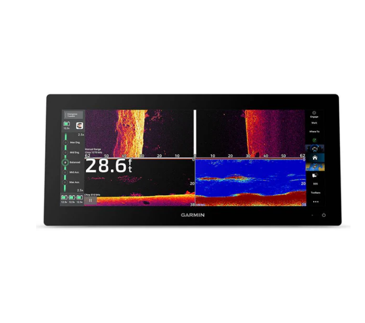 All units support CHIRP sonar, ClearVü and SideVü scanning, Garmin Navionics+ or Vision+ charts, Wi-Fi/ethernet networking, and integration with autopilot, radar, and other Garmin ecosystem components.