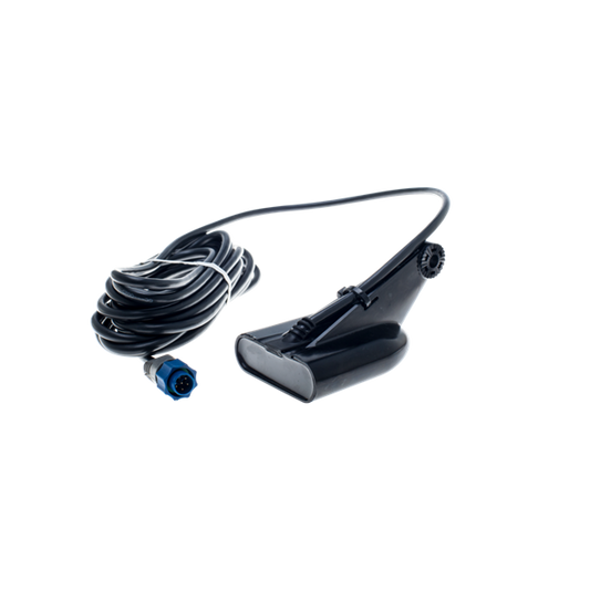 Dual Frequency TM Transducer (HST-DFSBL) (000-0106-77) The HSTDFSBL is a 50/200 kHz transom mount Skimmer transducer with a built-in temp sensor. Transom-mount, dual frequency skimmer.