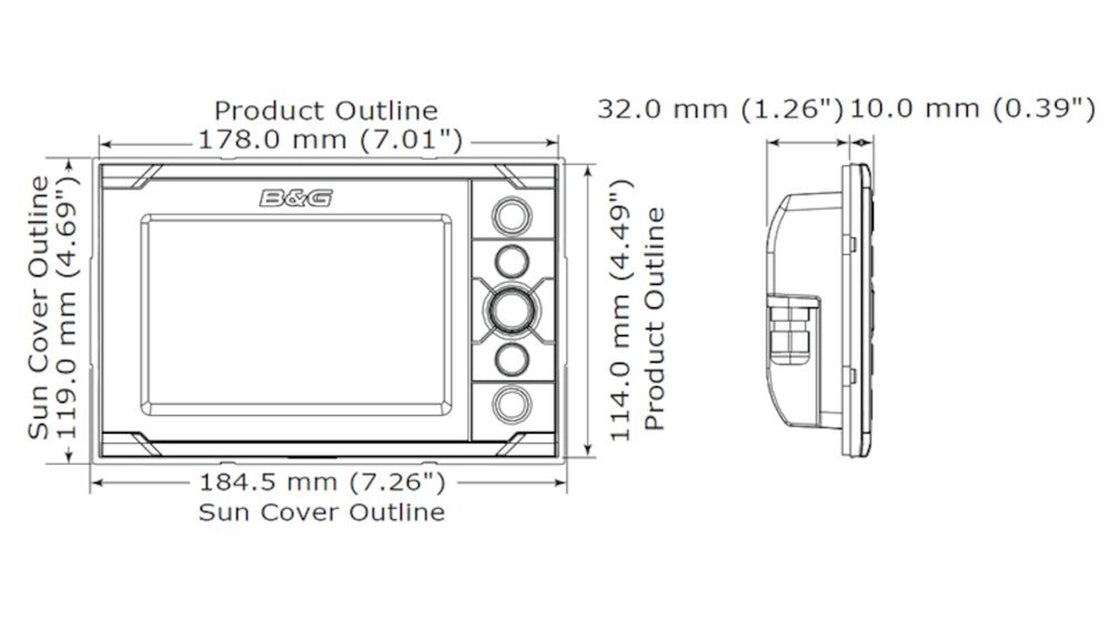 Suncoast Marine and Auto offers BG H5000 Graphic Display (000-11542-001) dimensions view