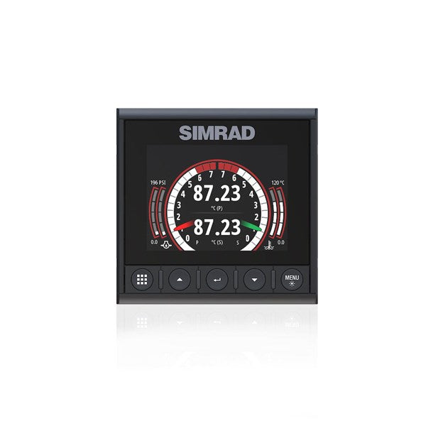 Suncoast Marine and Auto offers Simrad IS42J Instrument Links J1939 Diesel Engines to NMEA 2000 Network [000-14479-001] The IS42J has a 4.1-inch display, monitors up to two J1939 engines, shows engine data, and connects to NMEA 2000. It has waterproof controls