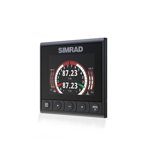 Suncoast Marine and Auto offers Simrad IS42J Instrument Links J1939 Diesel Engines to NMEA 2000 Network [000-14479-001] The IS42J has a 4.1-inch display, monitors up to two J1939 engines, shows engine data, and connects to NMEA 2000. It has waterproof controls