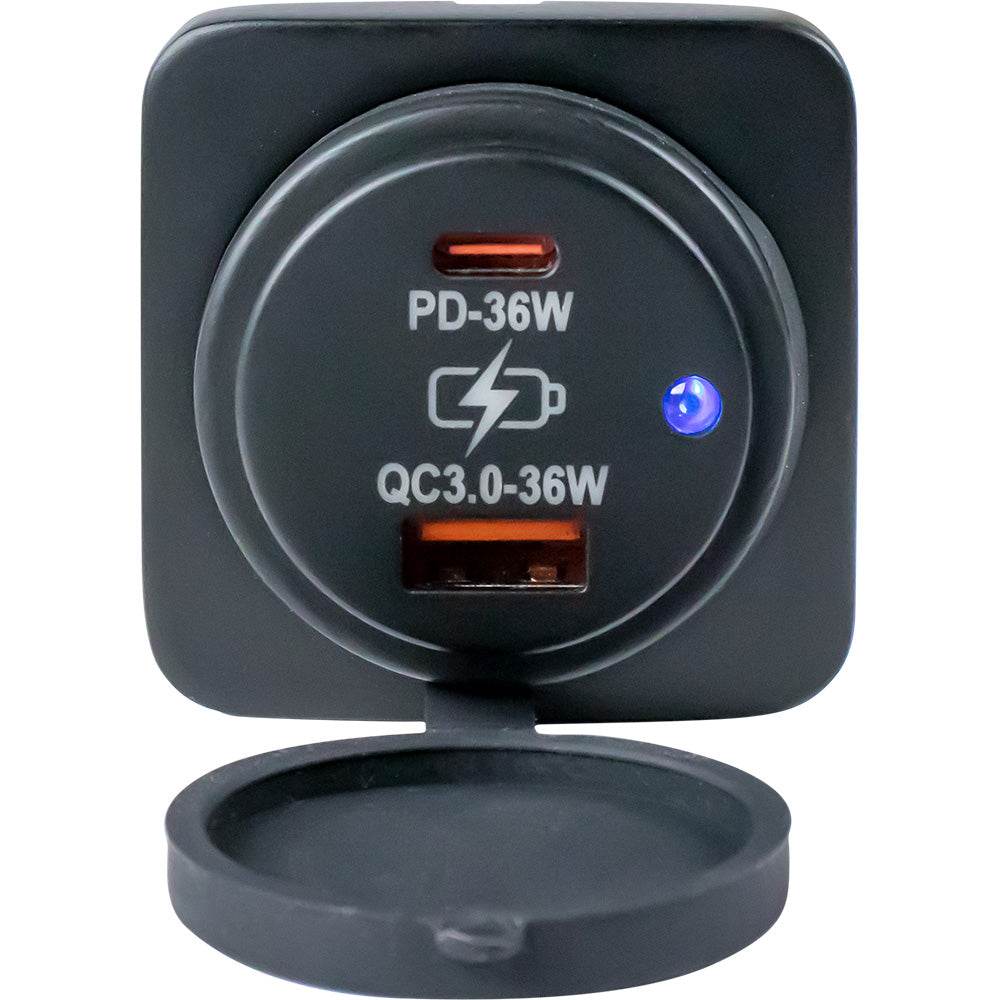 Sea-Dog USB A / USB C Square Surface Mount Power Socket [426531-1] - Suncoast Marine & Auto Supply 