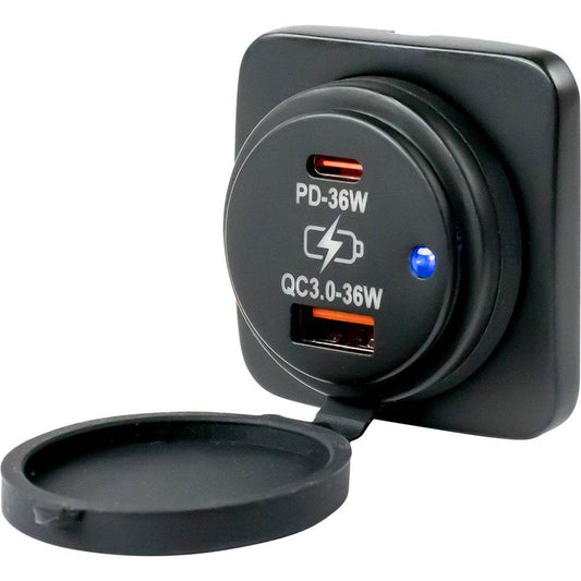 Sea-Dog USB A / USB C Square Surface Mount Power Socket [426531-1] - Suncoast Marine & Auto Supply 