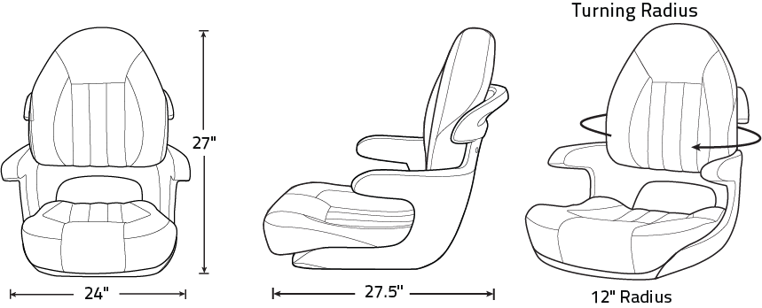 Tempress ProBax Captain’s Series Turning Boat Seat w/ Arms (Model 68352, Charcoal and Gray)