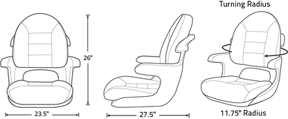 Suncoast Marine and Auto offers TEMPRESS Elite Helm Seat, High Back, Charcoal/Gray (57017) Model #409798