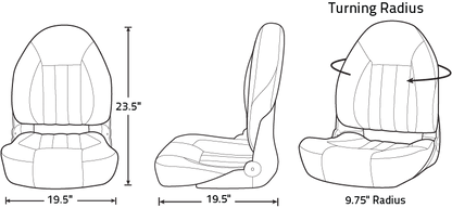 TEMPRESS ProBax Orthopedic High Back Boat Seat (68452)