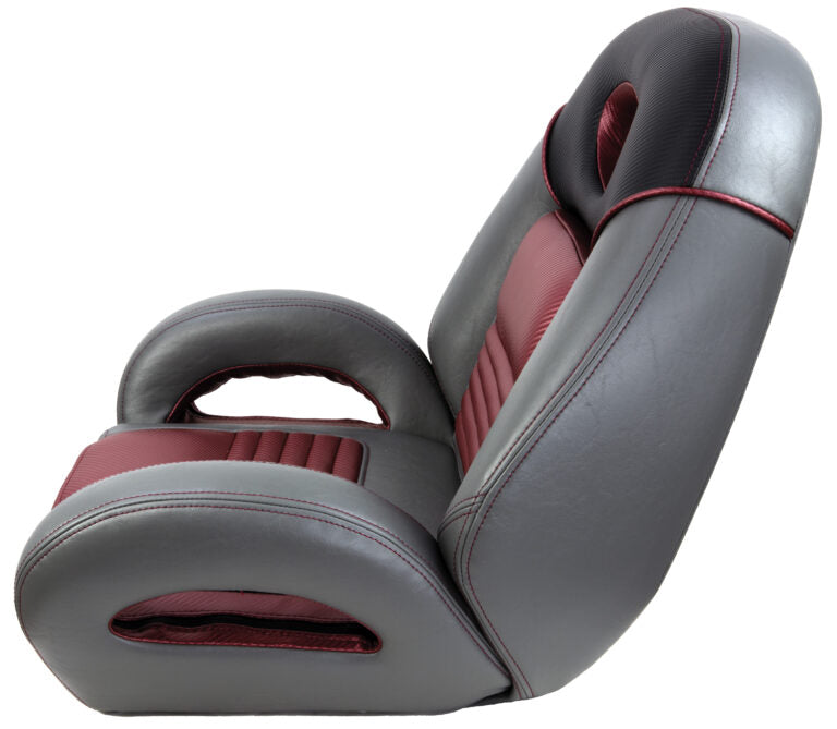 PRO Fishing Speed-Seat charcoal gray burgundy marine boat seat with universal mount (1040940-02)