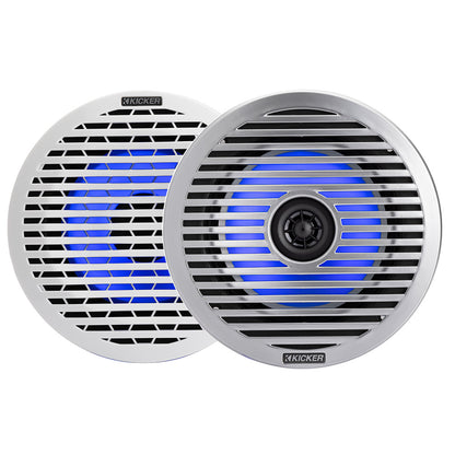 Suncoast Marine and Auto offers KICKER KM614FL 6.5" Low Profile Coaxial Marine Speakers w/RGB Lighting - 4-Ohm, White [51KM614FL]
