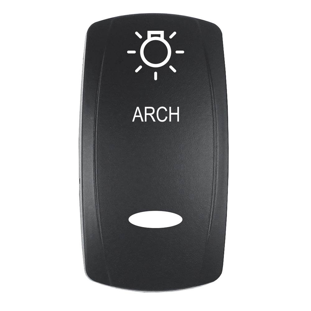 Pacer Actuator - 'ARCH' f/V Series Contura Switches - Black - Laser Etched (Top/Bottom Light) [EV2LE-ARCH] - Suncoast Marine & Auto Supply 