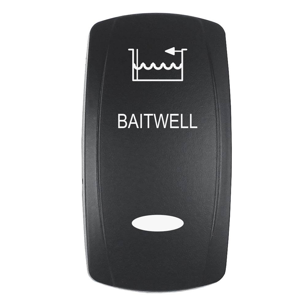 Pacer Actuator - 'BAITWELL' f/V Series Contura Switches - Black - Laser Etched (Top/Bottom Light) [EV2LE-BTWL] - Suncoast Marine & Auto Supply 