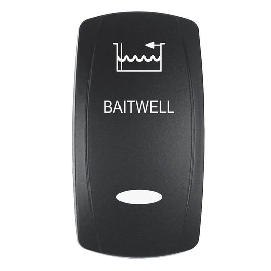 Pacer Actuator - 'BAITWELL' f/V Series Contura Switches - Black - Laser Etched (Top/Bottom Light) [EV2LE-BTWL] - Suncoast Marine & Auto Supply 