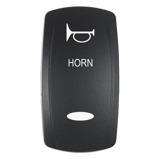 Pacer Actuator - 'HORN' f/V Series Contura Switches - Black - Laser Etched (Top/Bottom Light) [EV2LE-HRN] - Suncoast Marine & Auto Supply 
