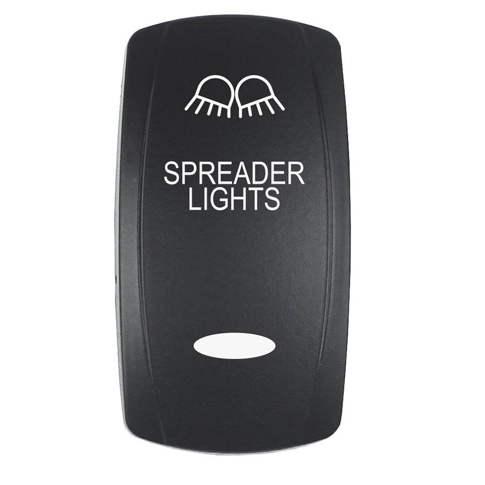 Pacer Actuator - 'SPREADER LIGHTS' f/V Series Contura Switches - Black - Laser Etched (Top/Bottom Light) [EV2LE-SPDR] - Suncoast Marine & Auto Supply 