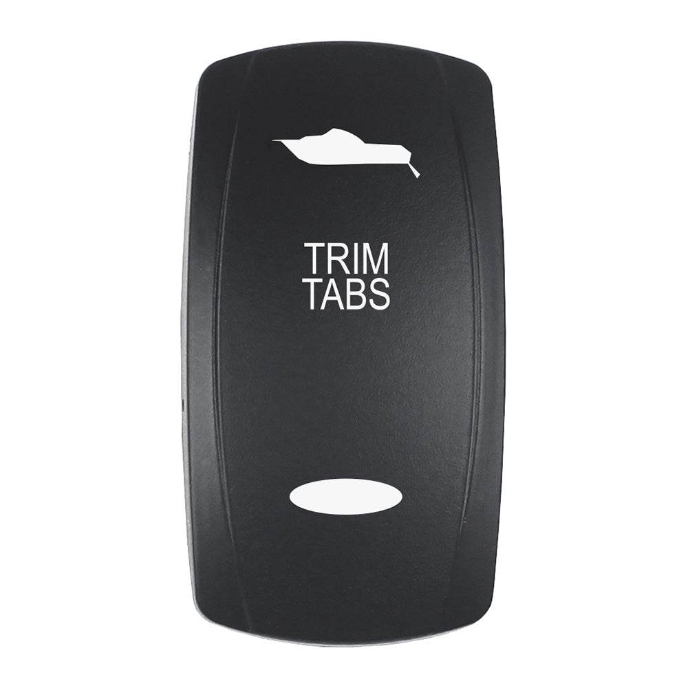 Pacer Actuator - 'TRIM TABS' f/V Series Contura Switches - Black - Laser Etched (Top/Bottom Light) [EV2LE-TRM] - Suncoast Marine & Auto Supply 