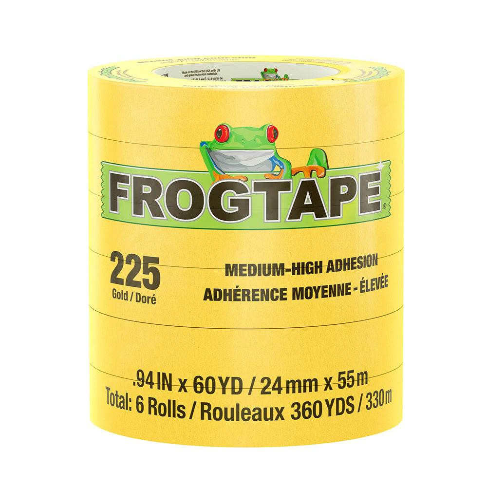 FrogTape CP 225 Medium-High Adhesion Masking Tape - 24MM x 55M x 12-Pack - Gold - Rated f/225F [105320] - Suncoast Marine & Auto Supply 