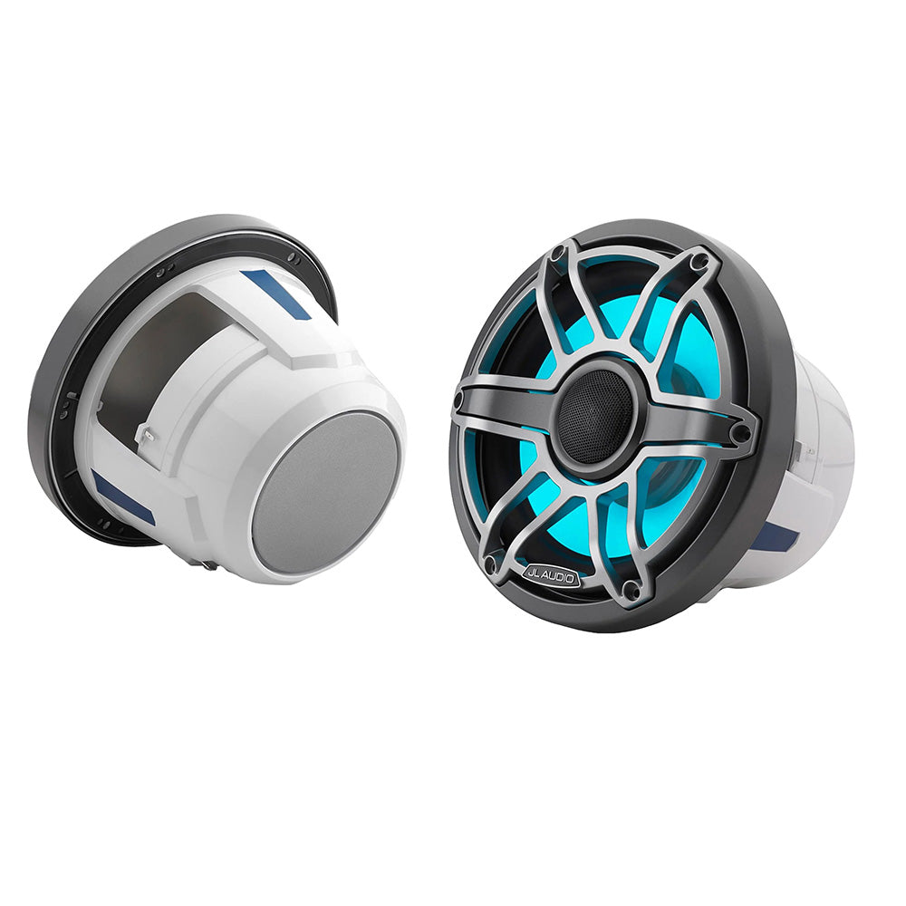 Suncoast Marine and Auto offers JL Audio M6 Series 8.8" Marine Coaxial Speakers w/Grey Metallic Sport Grille Transflective LED Lighting - M6-880X-S-GmTi-i [010-03099-00] — 8.8" Marine Coaxial Speakers, Gunmetal and Titanium Sport Grilles with RGB LED Lighting. Model # 19432889 