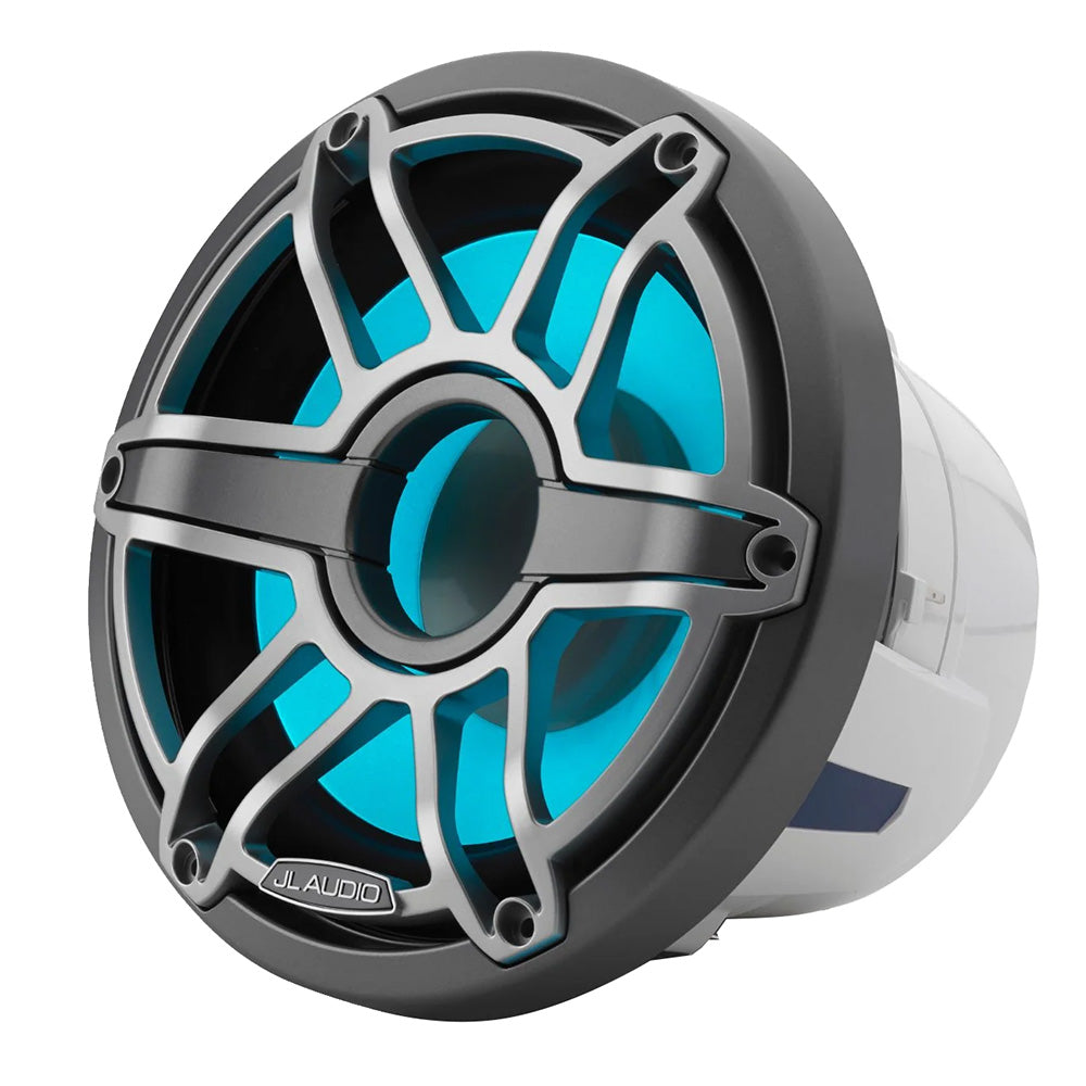 Suncoast Marine and Auto offers JL Audio M6 8" Marine Subwoofer w/Titanium Sport Grille Transflective LED Lighting - M6-8IB-S-GmTi-i-4 [010-03082-00] M6-8IB-S-GmTi-i-4 8" Marine Subwoofer Driver, Gunmetal & Titanium Sport Grille with RGB LED Lighting. Model # 19432608 