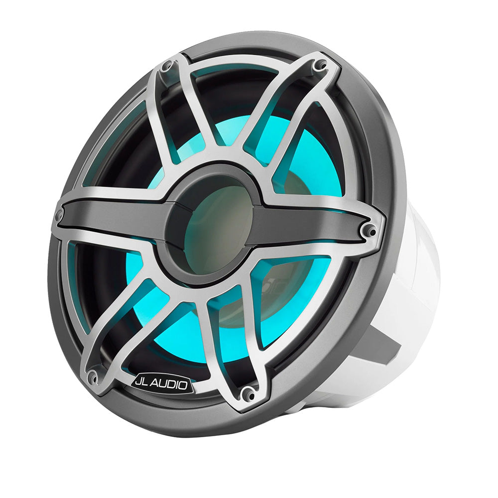 Suncoast Marine and Auto offers JL Audio M7 12" Marine Subwoofer w/Titanium Sport Grille Transflective LED Lighting - M7-12IB-S-GmTi-i-4 [010-03289-00] 12" Marine Subwoofer Driver with Transflective™ LED Lighting, Gunmetal Trim Ring, Titanium Sport Grille. Model # 19997634