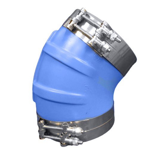 Suncoast Marine and Auto offers Trident Marine ID 45 Degree Blue Silicone Molded Wet Exhaust Elbow w/4 T-Bolt Clamps [240V10000-S/S]