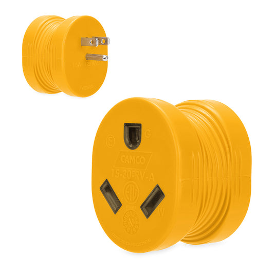 Suncoast Marine and Auto offers Camco Power Grip RV Adapter - 15Amp Male/30Amp Female [55223]