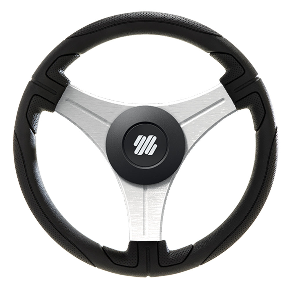 Suncoast Marine and Auto offers Uflex Ustica 13" Steering Wheel - Black - Polyurethane w/Silver Spokes X62 Hub [USTICA-B/S]