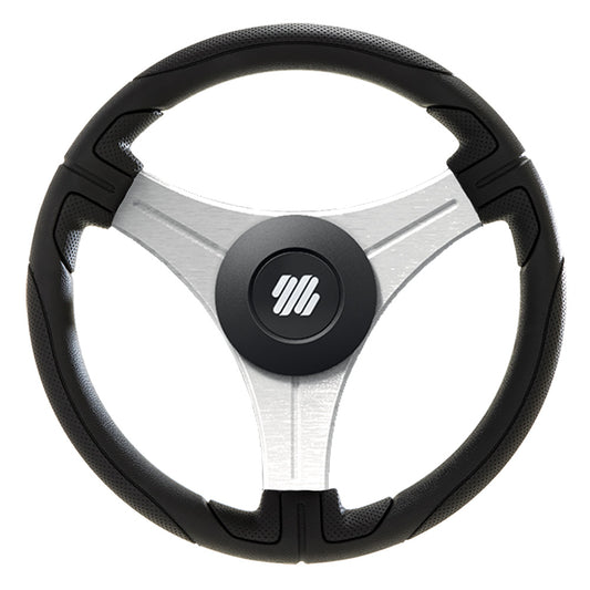 Suncoast Marine and Auto offers Uflex Ustica 13" Steering Wheel - Black - Polyurethane w/Silver Spokes X62 Hub [USTICA-B/S]