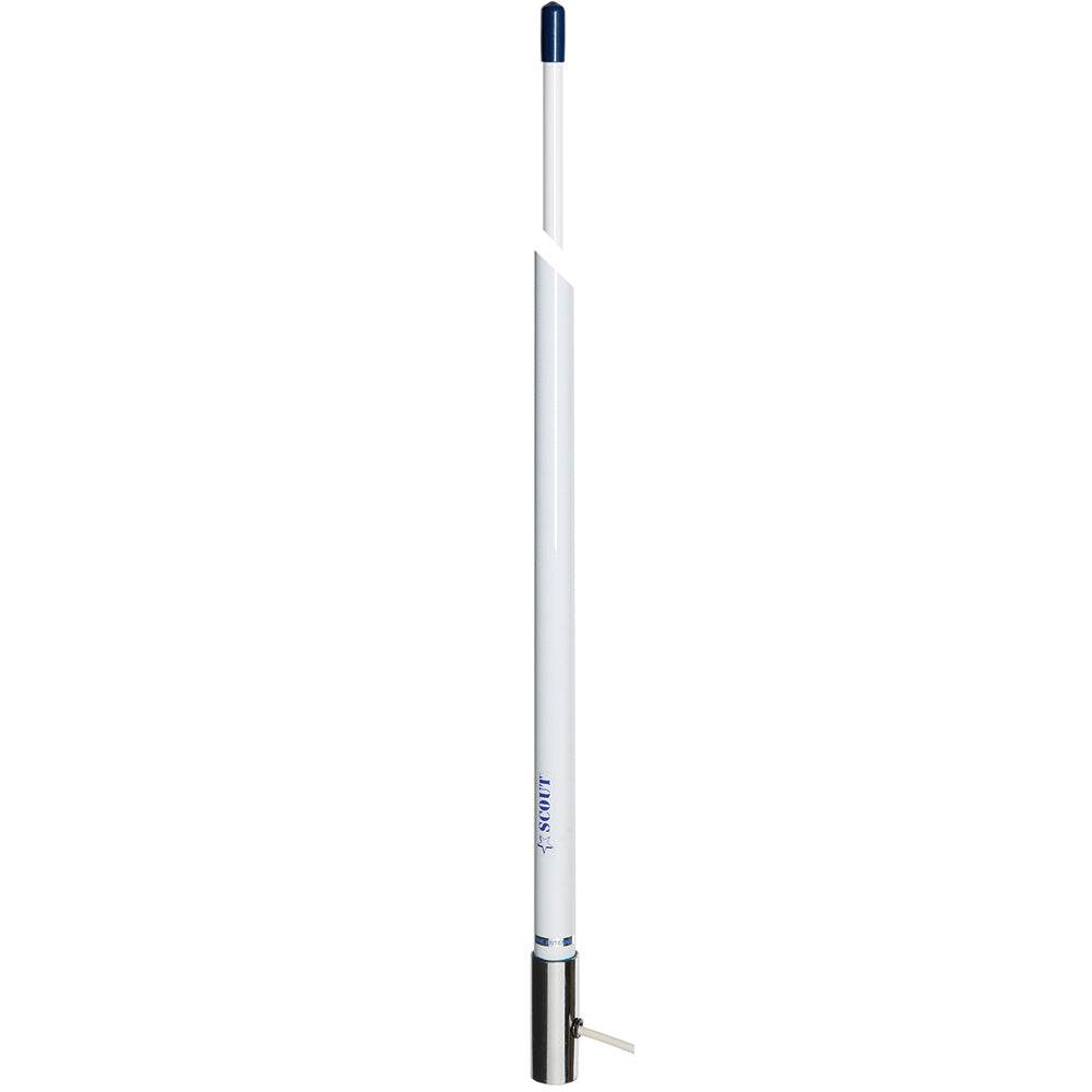 Suncoast Marine and Auto offers Scout 8' White VHF Antenna 6dB Stainless Steel Ferrule w/5M RG-58 Coax Includes PL-259 KS-42 [PF AN NVHF00007T]