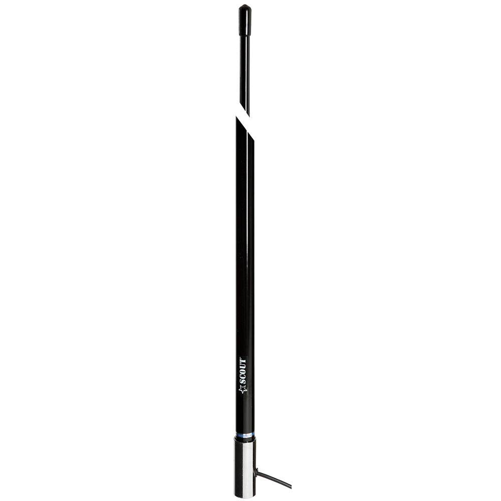 Suncoast Marine and Auto offers Scout 8' Black VHF Antenna 6dB Stainless Steel Ferrule w/5M RG-58 Coax Includes PL-259 KS-42 [PF AN NVHF00009T]