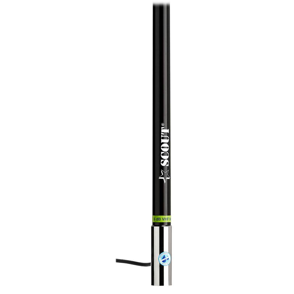 Suncoast Marine and Auto offers Scout 8' Black VHF Antenna 6dB Heavy Stainless Steel Ferrule w/6M RG-8x Includes PL-259 Heavy Duty Offshore Antenna KS-43 [PF AN NVHF00021T]
