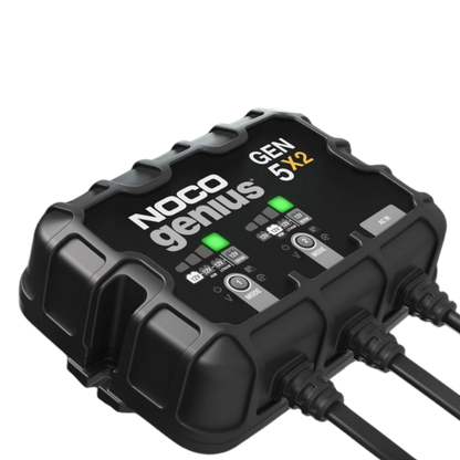 Suncoast Marine and Auto offers NOCO Genius 12V Onboard Waterproof Marine Battery Charger, 10 Amp, 2-Bank GEN5X2