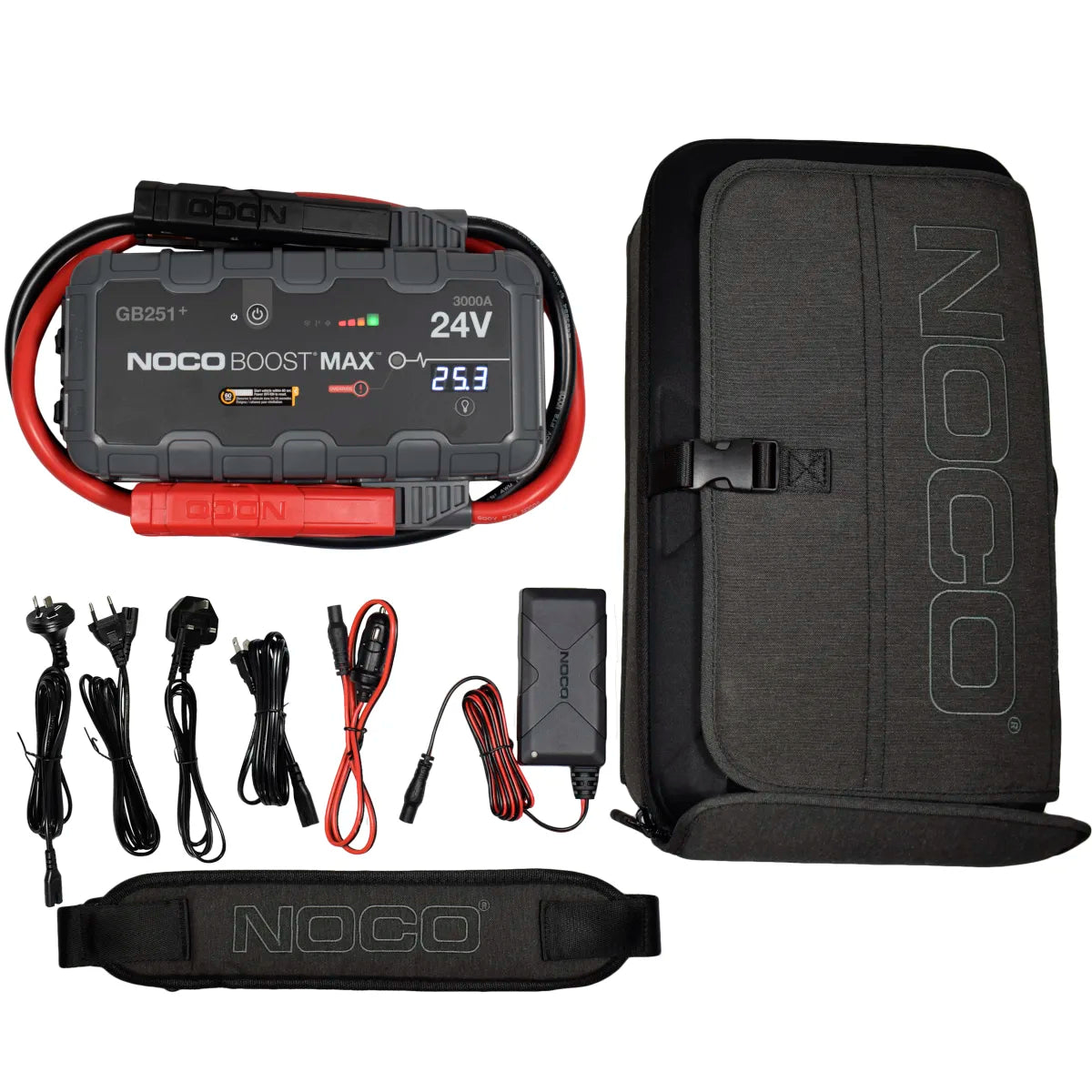 Suncoast Marine and Auto offers NOCO Boost Max 3000 Amp 24V UltraSafe Portable Lithium Jump Starter Kit GB251+