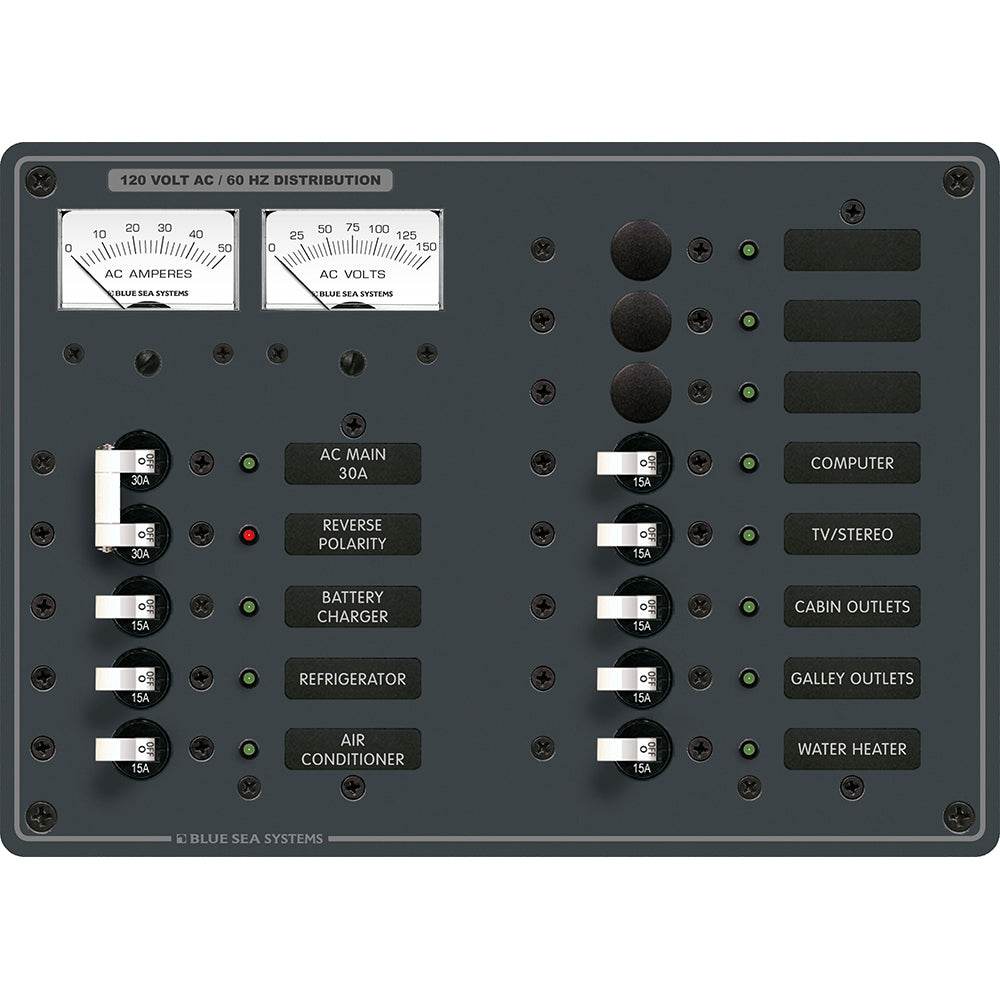 Suncoast Marine and Auto offers Blue Sea 8076 AC Main +11 Positions Toggle Circuit Breaker Panel - White Switches [8076]
