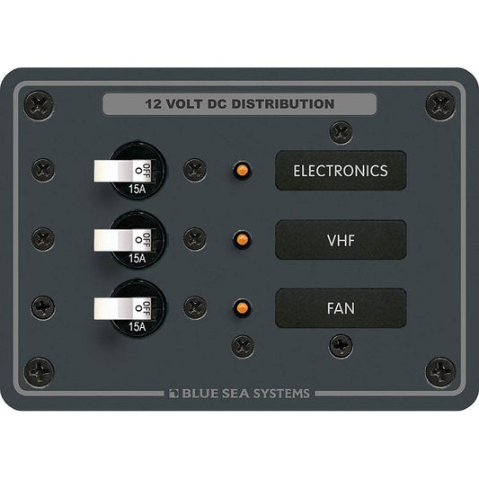 Blue Sea 8025 DC 3 Position Breaker Panel - White Switches [8025] - Suncoast Marine & Auto Supply 