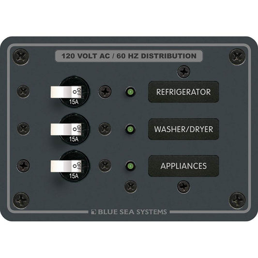 Blue Sea 8058 AC 3 Position Toggle Circuit Breaker Panel - White Switches [8058] - Suncoast Marine & Auto Supply 