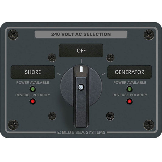 Suncoast Marine and Auto offers Blue Sea 8363 AC Rotary Switch Panel 65 Ampere 2 Positions + OFF, 3 Pole [8363]