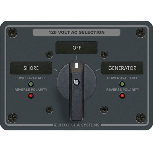 Blue Sea 8365 AC Rotary Switch Panel 65 Ampere 2 Positions + OFF, 2 Pole [8365] - Suncoast Marine & Auto Supply 