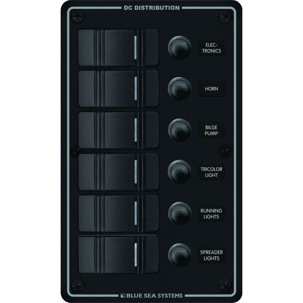 Suncoast Marine and Auto offers Blue Sea 8373 Water Resistant 6 Position - Black - Vertical Mount Panel [8373]