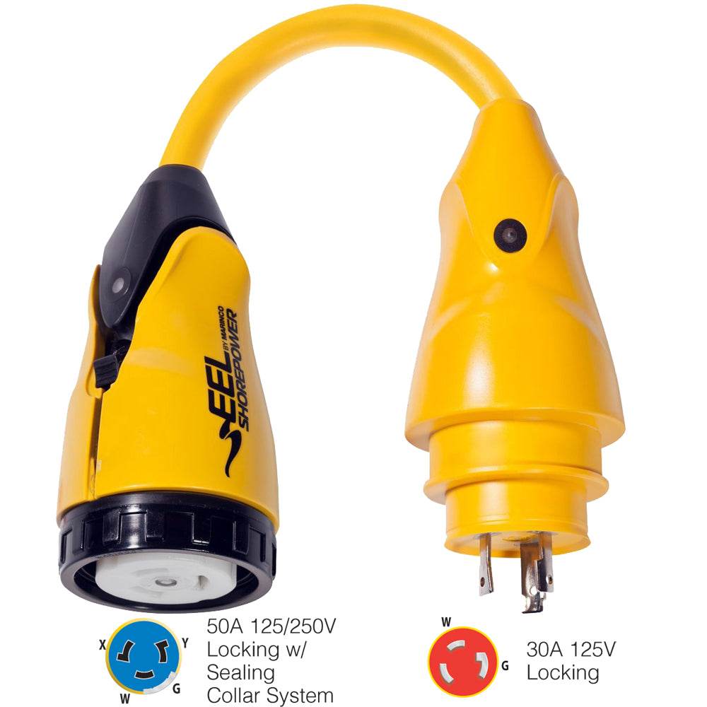 Suncoast Marine and Auto offers Marinco P30-504 EEL 50A-125/250V Female to 30A-125V Male Pigtail Adapter - Yellow [P30-504]