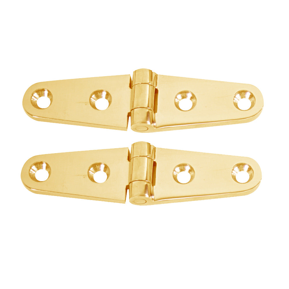 Suncoast Marine and Auto offers Whitecap Strap Hinge - Polished Brass - 4" x 1" - Pair [S-604BC]