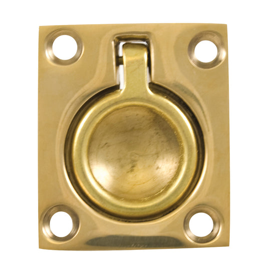Suncoast Marine and Auto offers Whitecap Flush Pull Ring - Polished Brass - 1-1/2" x 1-3/4" [S-3360BC]