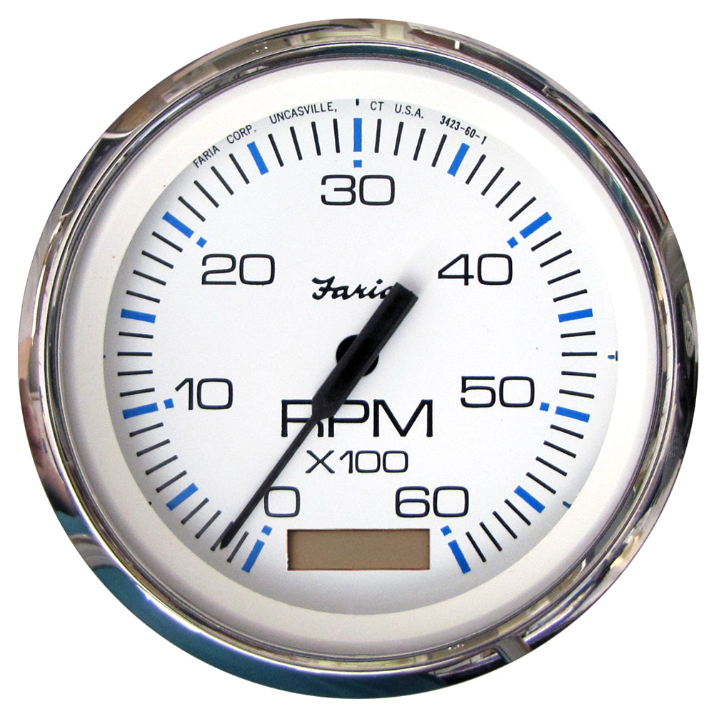 Suncoast Marine and Auto offers Faria Chesapeake White SS 4" Tachometer w/Hourmeter - 6000 RPM (Gas)(Inboard) [33832]